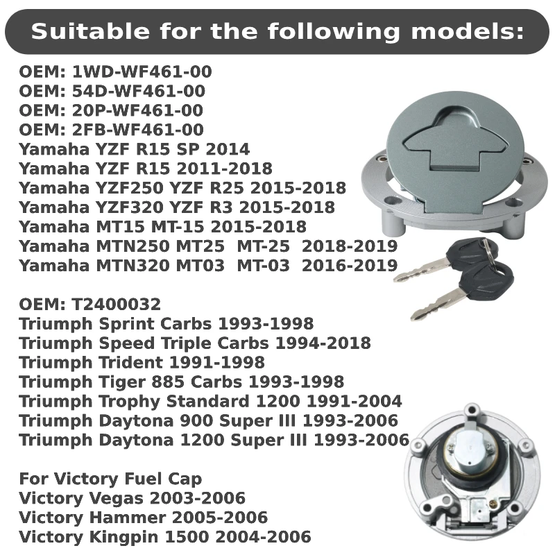 Motorcycle Fuel Tank Cap For Triumph Sprint Triple Carbs Tiger 885 Trophy 1200 Daytona 900 1200 For Victory Vegas Hammer Kingpin