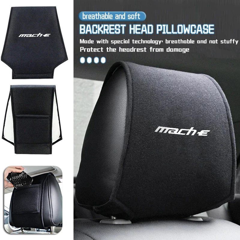 Funda para reposacabezas de coche, almohada para el cuello, funda para reposacabezas para Mustang Shelby GT GT350 Fender Zapatillas EcoBoost GT500 GT