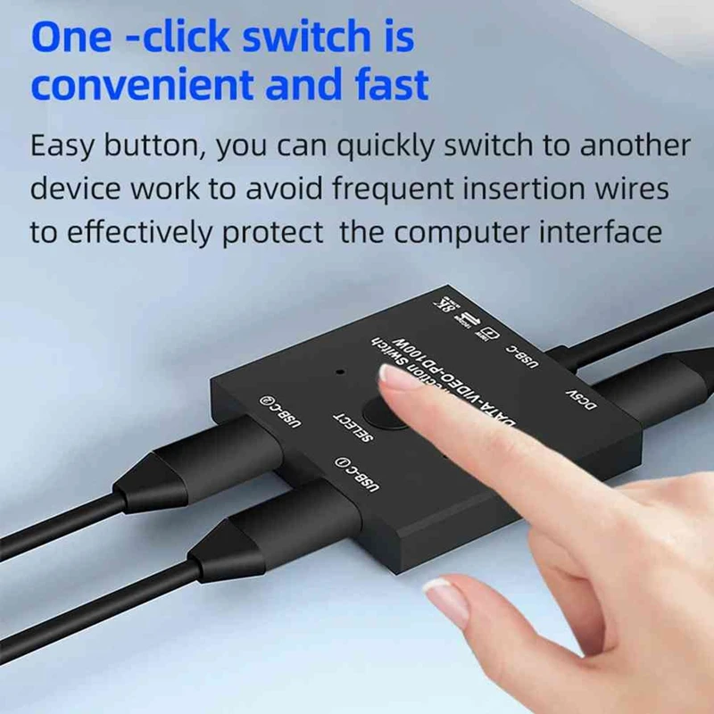 Bi-Directional 8K USB C KVM Switch USB3.1 Type-C Splitter Cableสําหรับวิดีโอ 8K @ 30Hz 4K @ 120Hz PD 100W 10Gbps