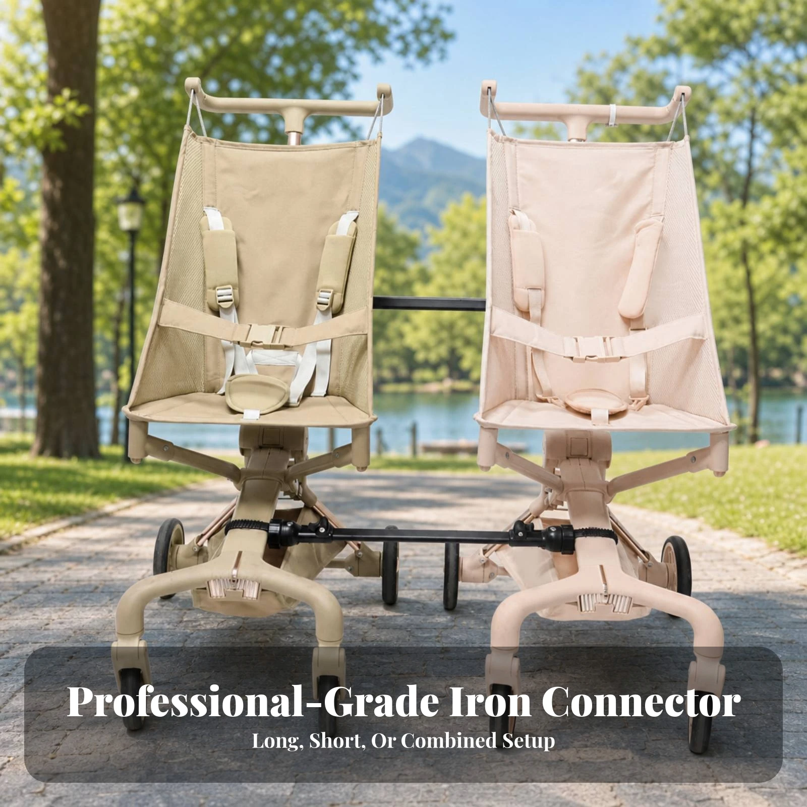 Stroller Connector with Clamp Compatible Adjustable Stroller Connector Hardware Long-Lasting Secure for Parents of Twins, Travel