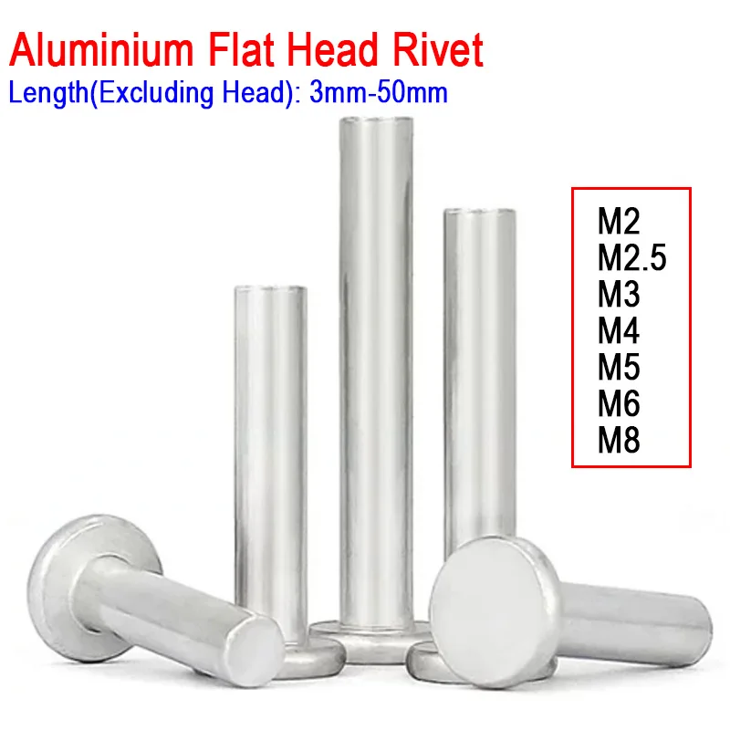 10~200pc M2 M2.5 M3 M4 M5 M6 M8 GB109 Aluminum Flat Thin Round Head Solid Rivet Hand Percussion Punch Self-plugging Fixed Rivets