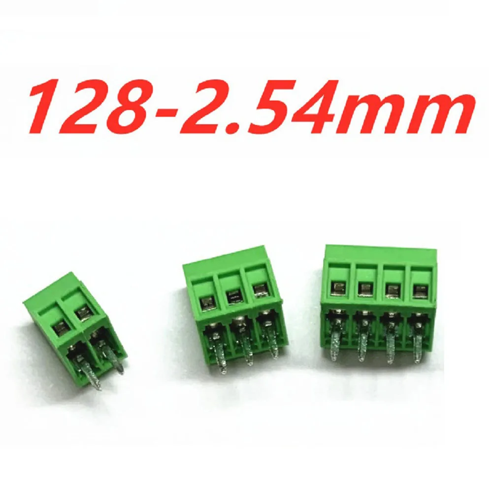 50pcs KF128 Terminal Block 2.54mm 2/3/4P Screw PCB Mount Screw Connector Kit Box Plastic Screw Terminals Replacement Accessories