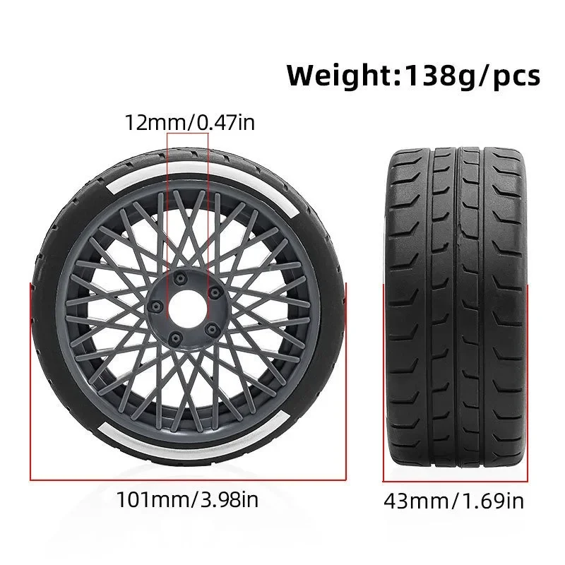 

Universal 4PCS RC Tires for 1/7 ARRMA Infraction Limitless FELONY, Fits FSRC Model GT 1/8 HuanNao X3GT