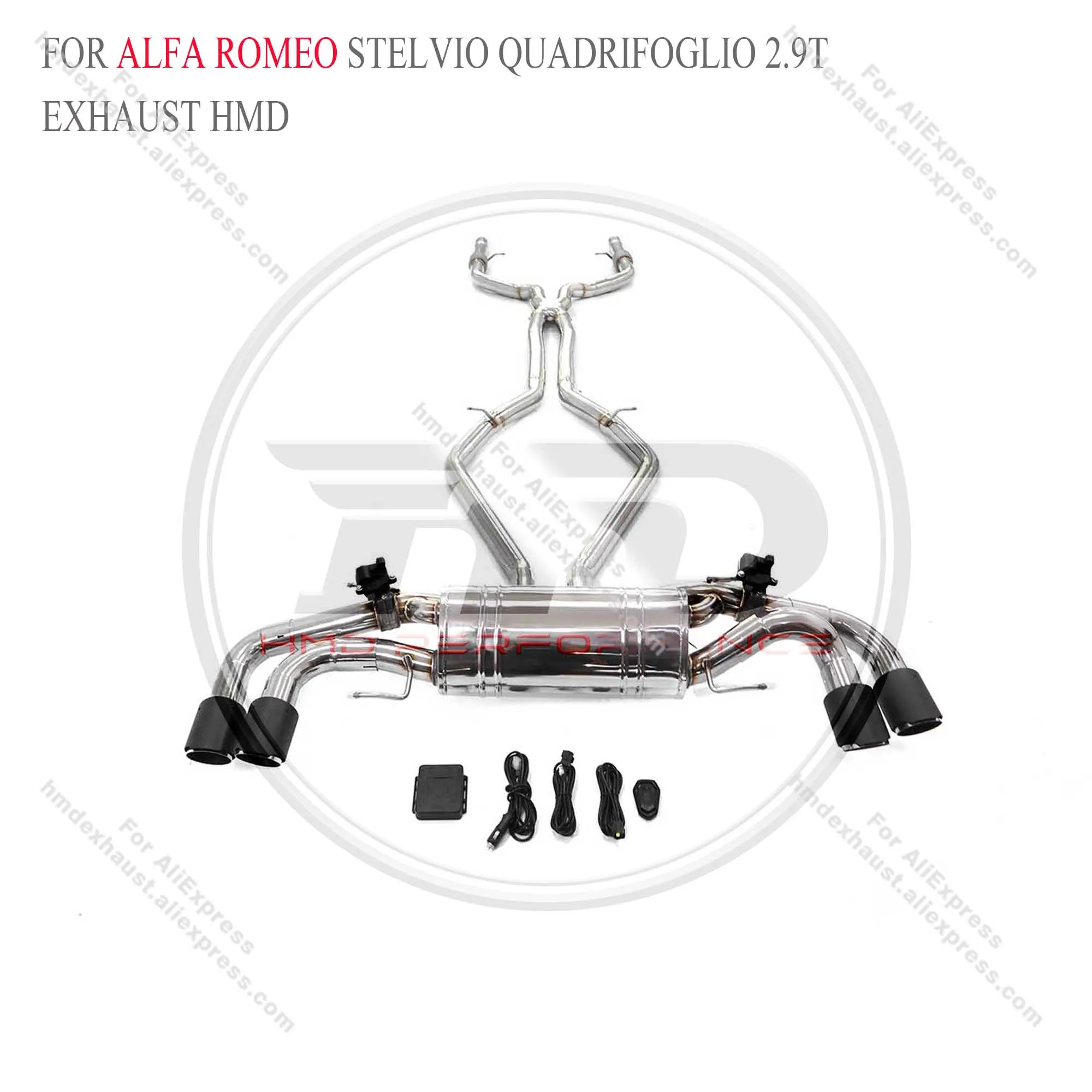 HMD Stainless Steel Exhaust System Performance Catback for Alfa Romeo Stelvio Quadrifoglio 2.9T Electronic Valve Muffler