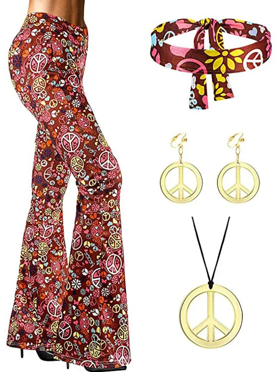 

Halloween Printed Flared Pants Casual Long Trousers Bell Bottoms Cleanfit Style PVC Material mid Low Waist for Women