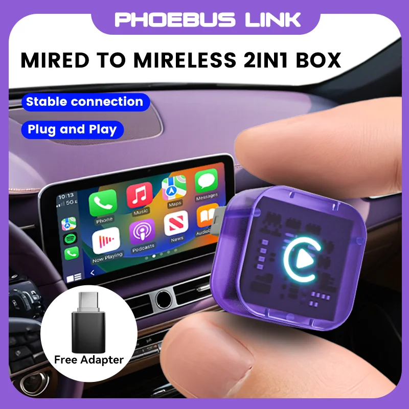 

Mini Wireless Carplay Dongle Portable Android Auto Adapter PlugPlay Stable Connection Wide Compatibility Car Intelligent Systems