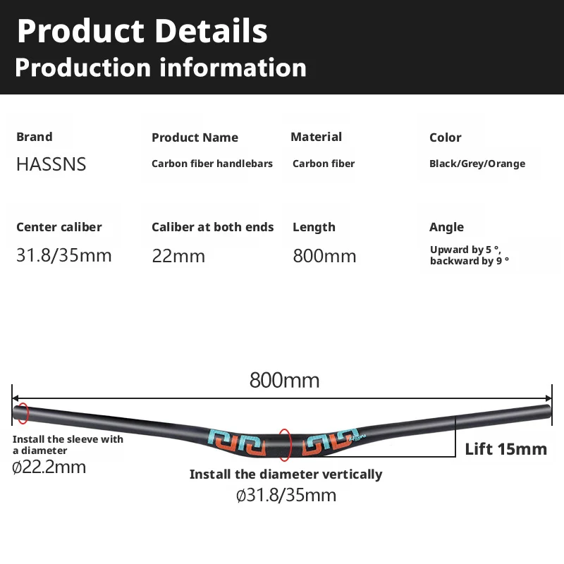 Extra Langer Leichtgewichtiger Carbon-Faser MTB Lenker 31,8mm 35mm Riser für Mountainbikes – Detail 2