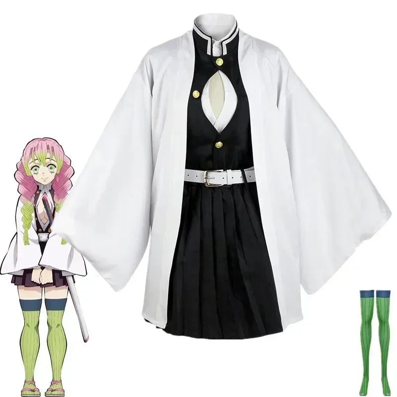 

Anime Demon Slayers Kimetsu No Yaiba Cosplay Costume Mitsuri Kanroji Kimono Uniform Saias Halloween Clothing