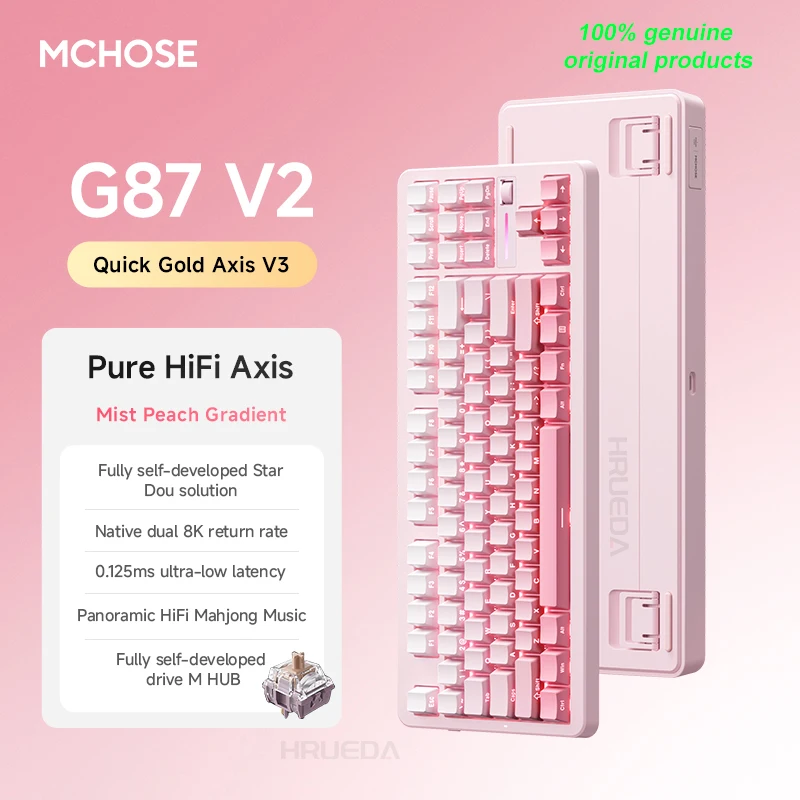 

MCHOSE G87 V2 Wireless Tri-mode Mechanical Keyboard Dual 8K 0.125ms Low Delay ARGB 10000mAh PC Esports Laptop Gaming Keyboards