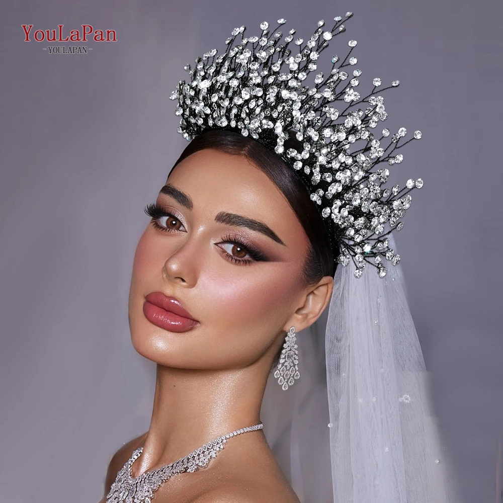 

YouLaPan Handmade Rhinestone Bridal Crown Hairpiece Luxury Boho Wedding Hair Jewelry for Bride Party Headband Accessories HP846