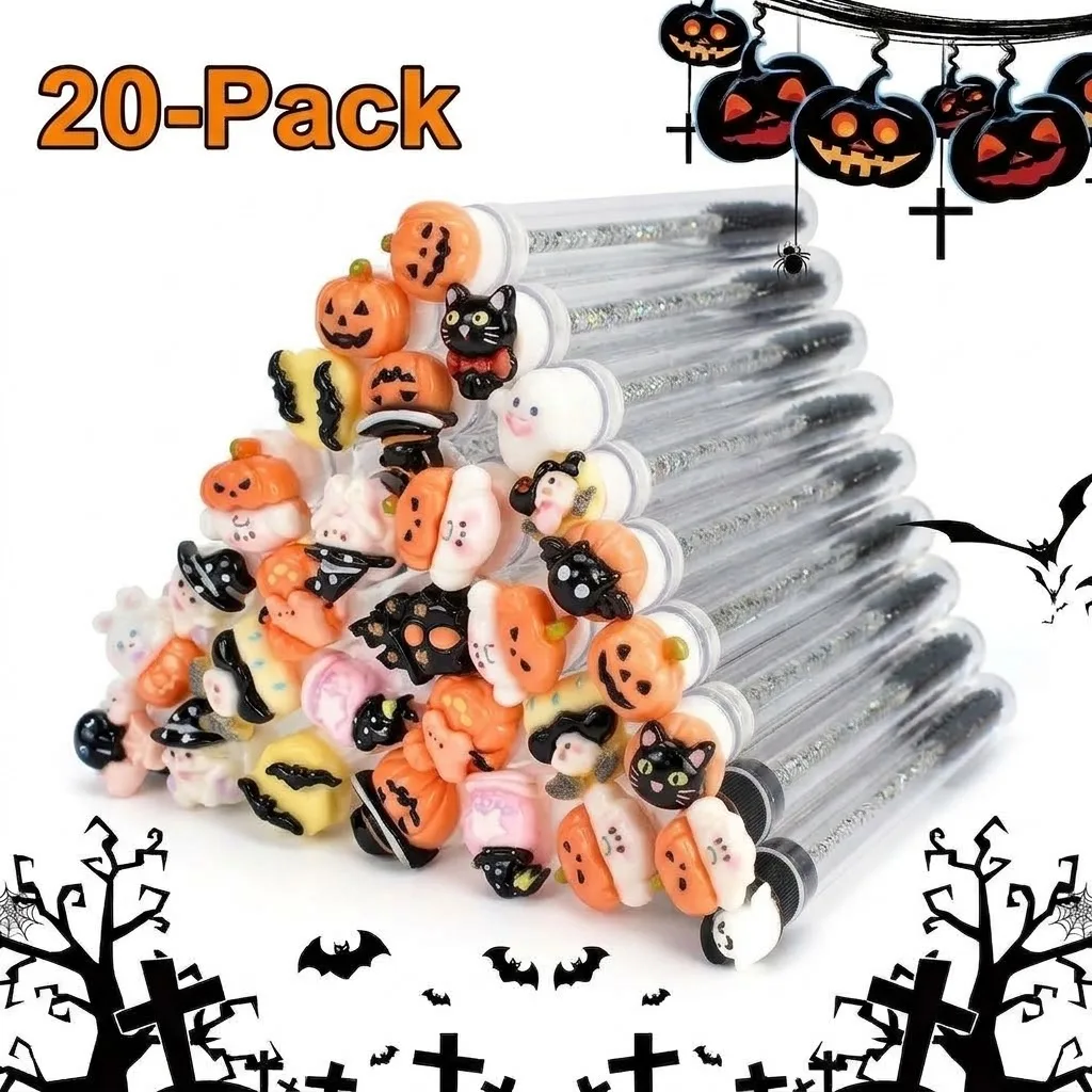 20 piezas de cepillos reutilizables para pestañas de mujer, varitas de máscara de pestañas con tubo para Halloween - Espeluznantes y lindas, con varitas de pestañas con tubo y cepillo para cejas reemplazable.