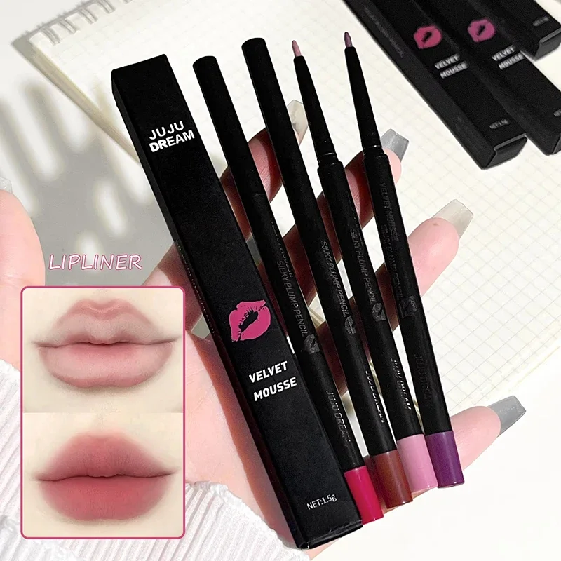 Lápiz labial mate de terciopelo desnudo, 5 colores, larga duración, resistente al agua, taza antiadherente, esmalte de labios, delineador de labios, cosméticos