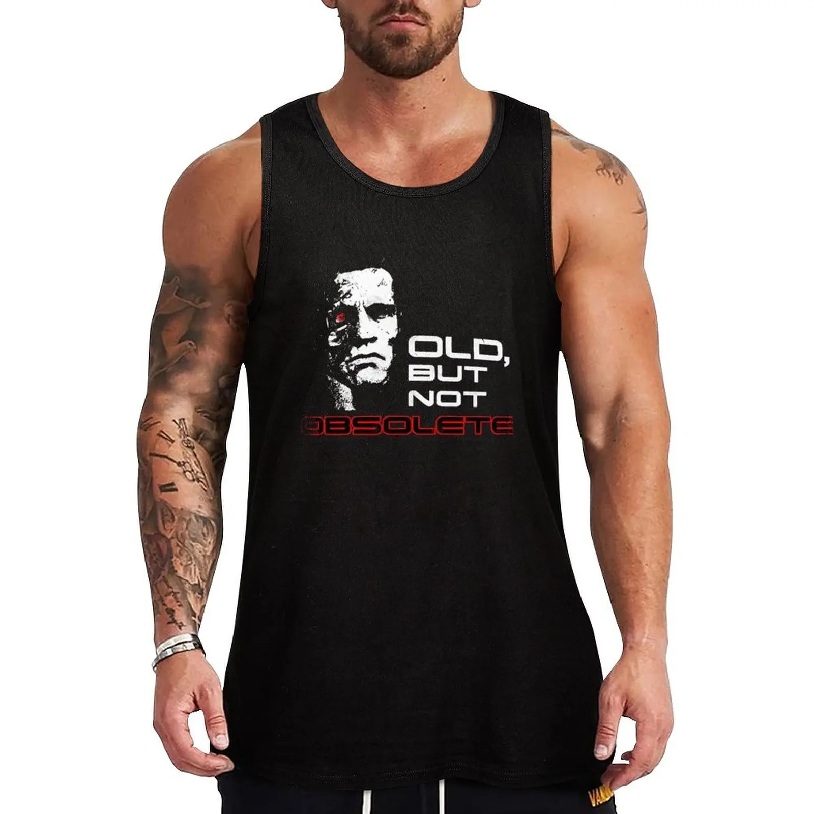 

Old but not Obsolete Terminator T-800 Movie Quote Tank Top sleeveless shirts T-shirt Men's gym gym shirts gym clothes for man