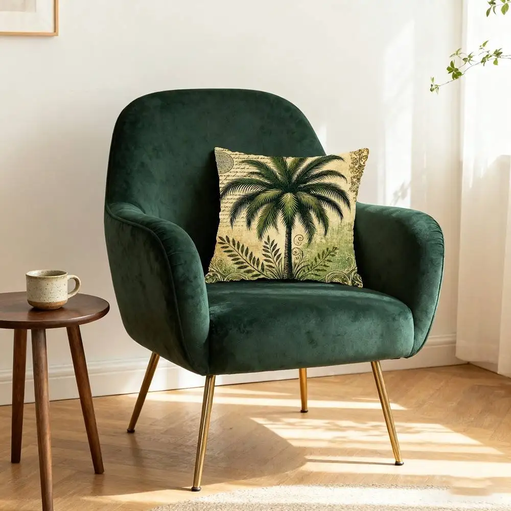 Vintage Modern Hampton Palm Tree Pillow Case Throw Nordic Vintage Style Cushion Covers Home Living Room Sofa Couch Seat Decor