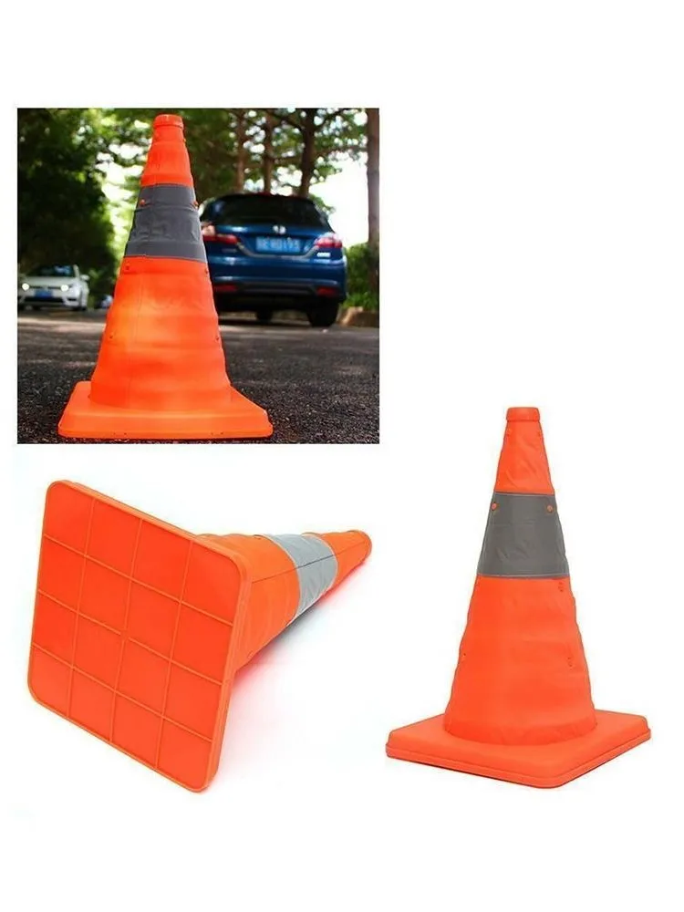 Cônes de circulation pliables de 35cm de hauteur, cône de sécurité réfléchissant Pop up polyvalent, cône de route pliable en matériau souple