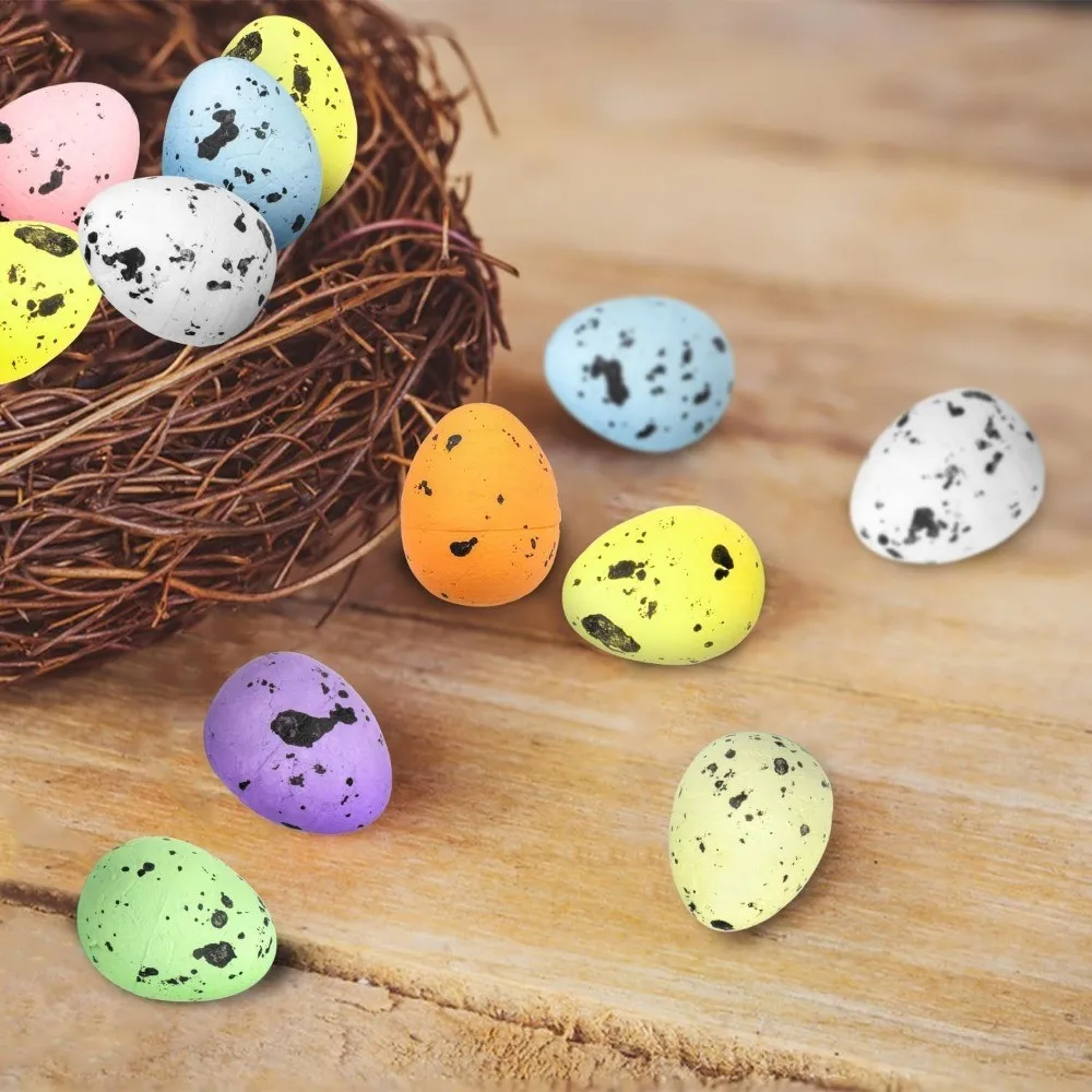 50 Stück Vogeleier gesprenkelte Mini 1,8–4 cm gefälschte Schaumseier für DIY-Handwerk, Ostern, Partyzubehör, Dekorationen, Fotografie-Requisite, Ornament – Detail 7
