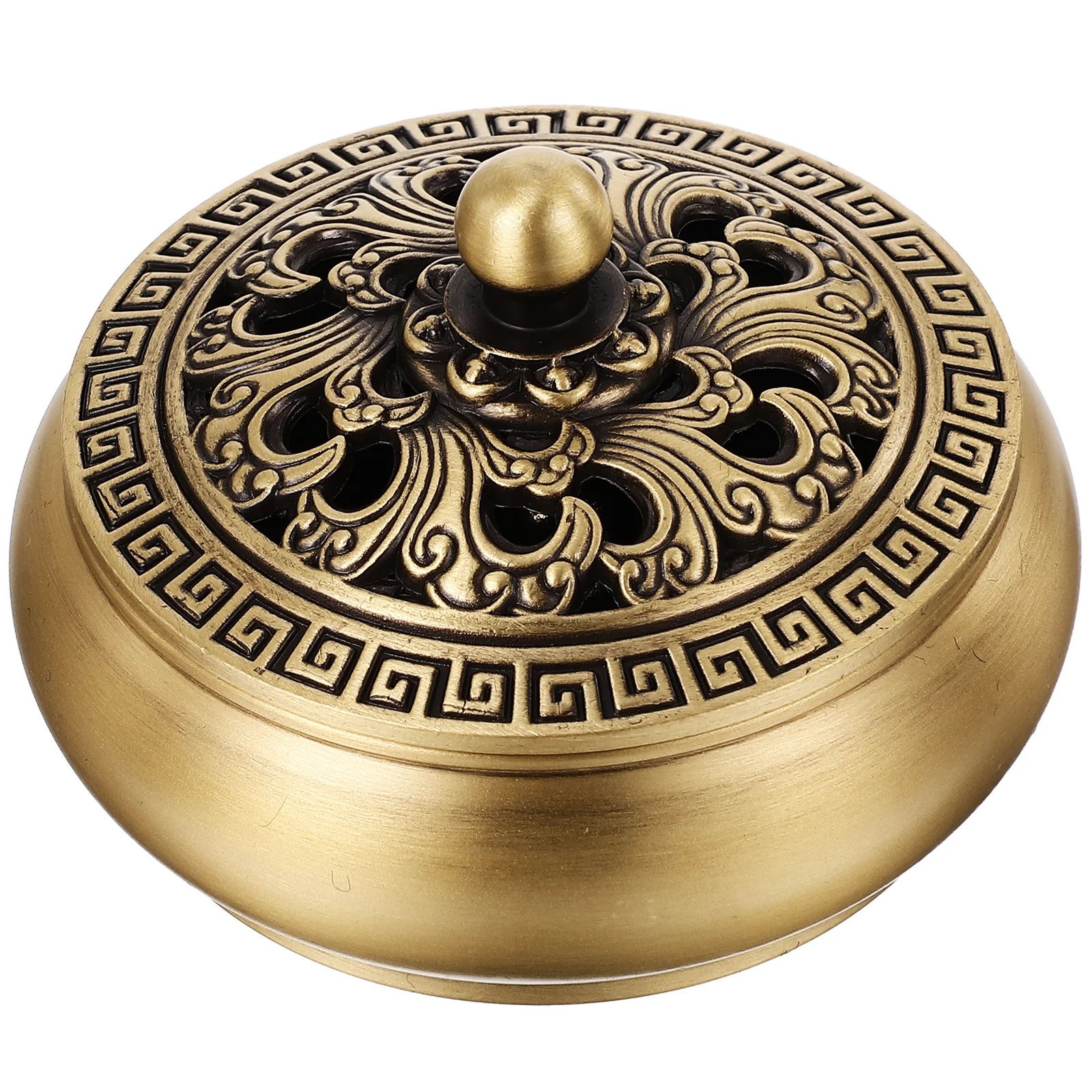 

Copper Incense Burner Vintage Damaskeen Pattern Exquisite Home Decor Aromatherapy Censer Desktop Ornament for Office Yoga