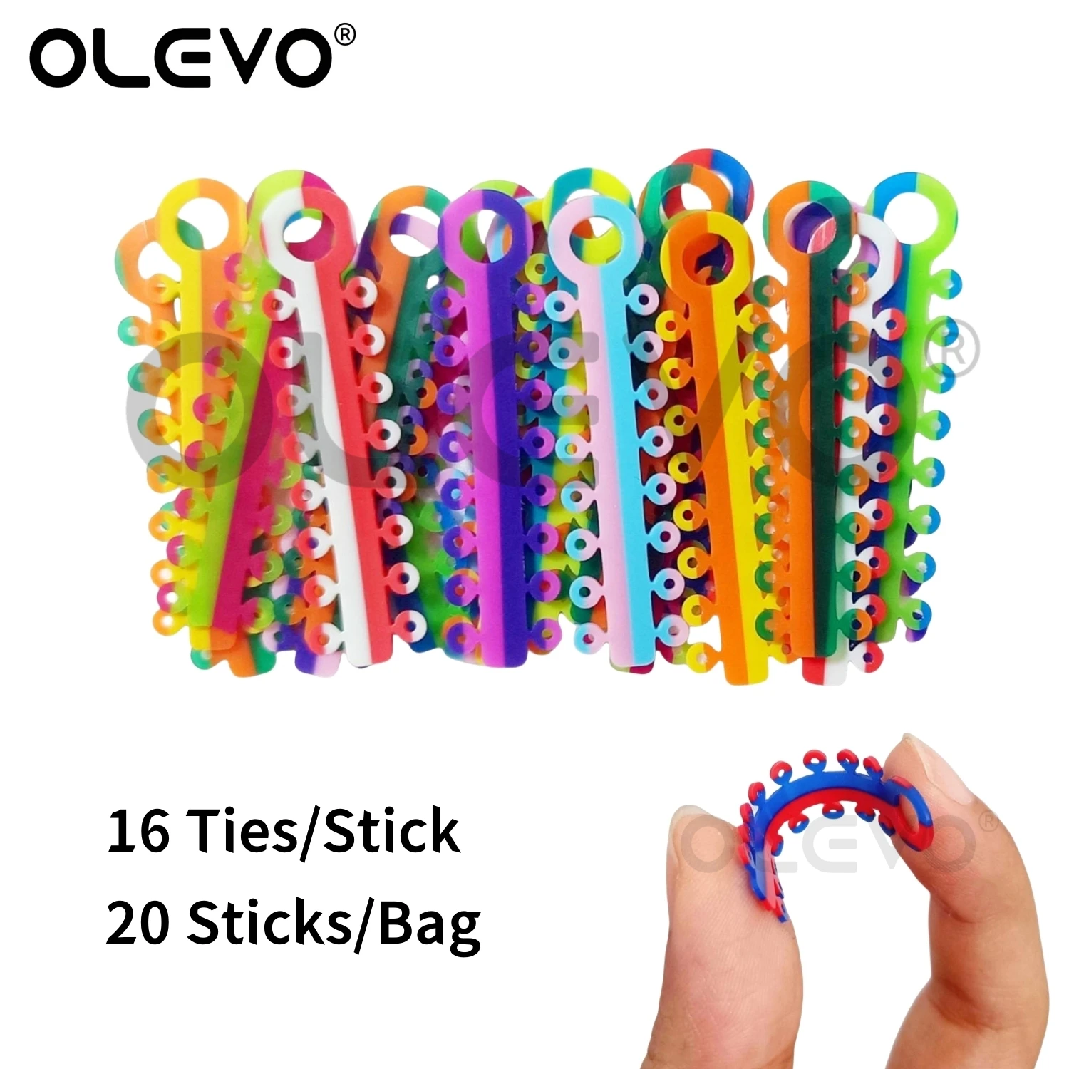 320PCS /20 Sticks Dental Orthodontic Elastic Ligature Ties Bands for Teeth Brackets Braces Two-Tone Design Rubber Ligating Rings