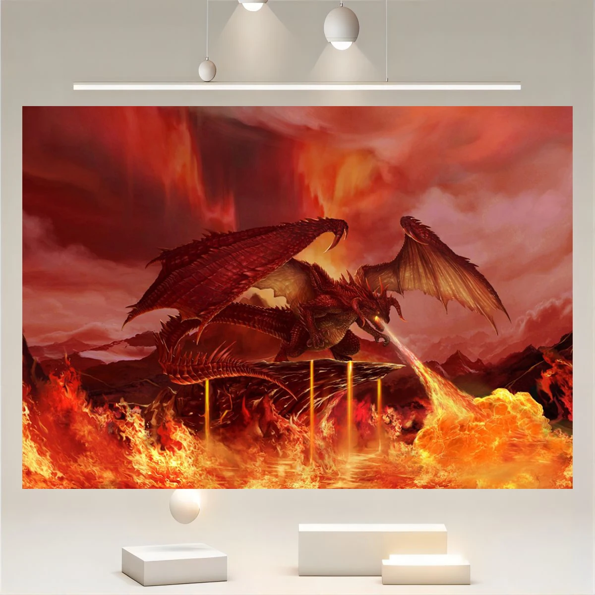 Dragon Fire Backdrop Medieval Banner Haunted Game House Party Decorations Photography Fantasy Old School Retro Room Background