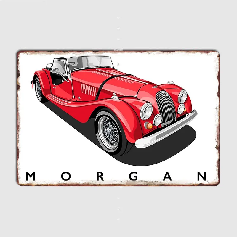 Morgan Classic British Sports Car Metal Plaques Poster Garage Club Home Room Wall Decor Bar Cave Classic Tin Sign Posters