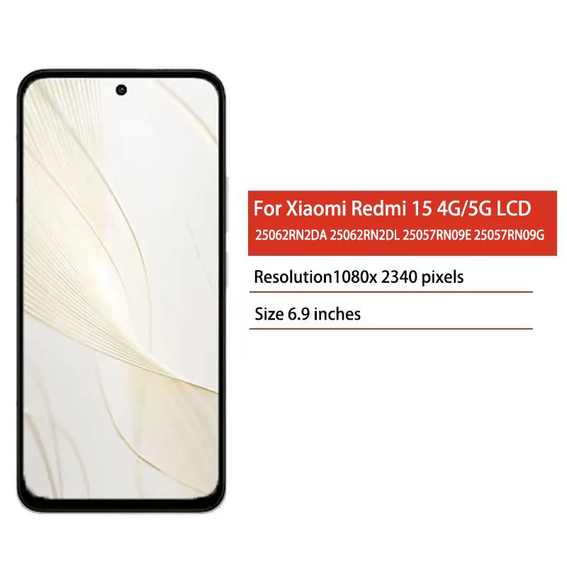 Ekran 6.9” do Xiaomi Redmi 15 4G/5G, wyświetlacz, panel dotykowy, digitizer, moduł do Redmi 15 25062RN2DA 25057RN09E — zdjęcie produktu 2