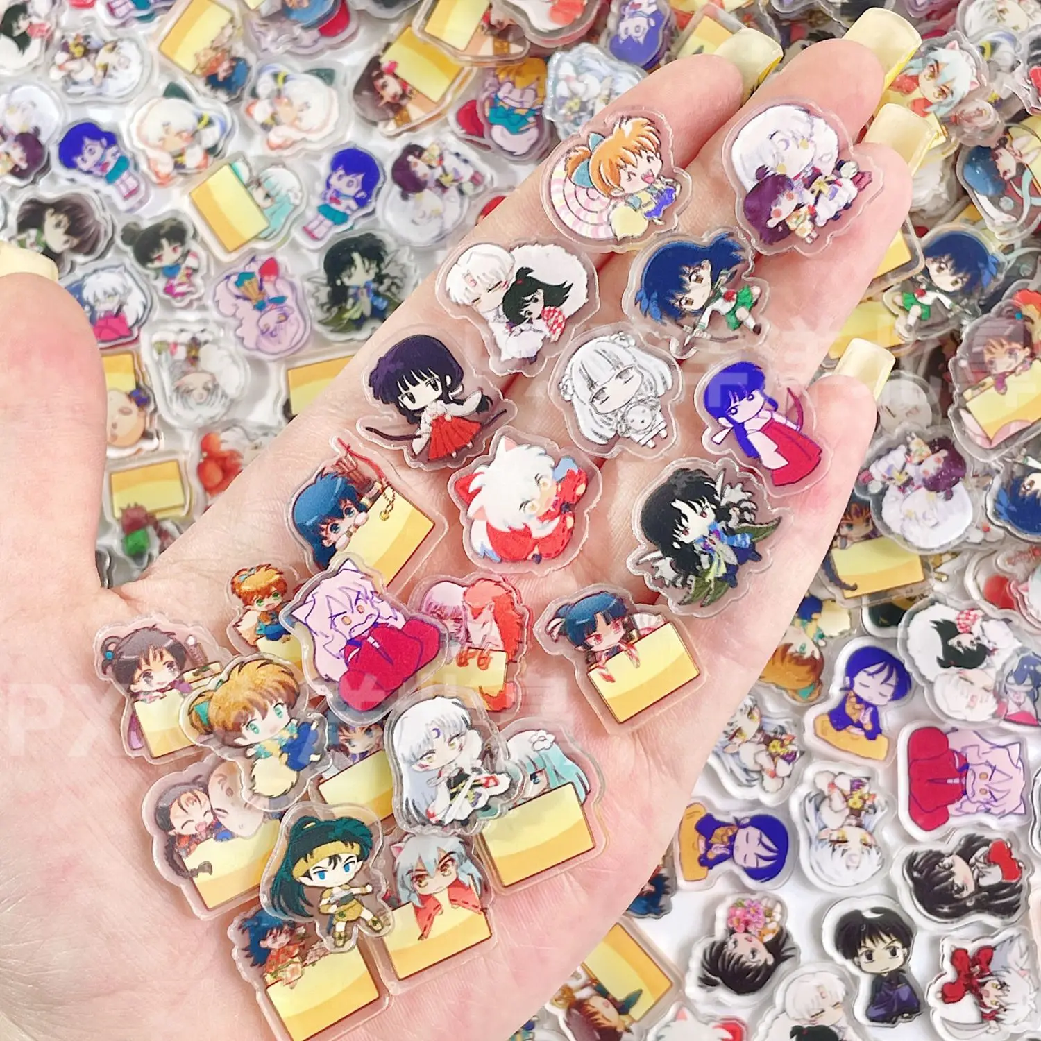 50/100개 1/2cm 미니 이누야샤 아크릴 시트 DIY 공예용, 냉장고 자석, 휴대폰 케이스 액세서리 및 애니메이션 용품으로 사용 썸네일 3