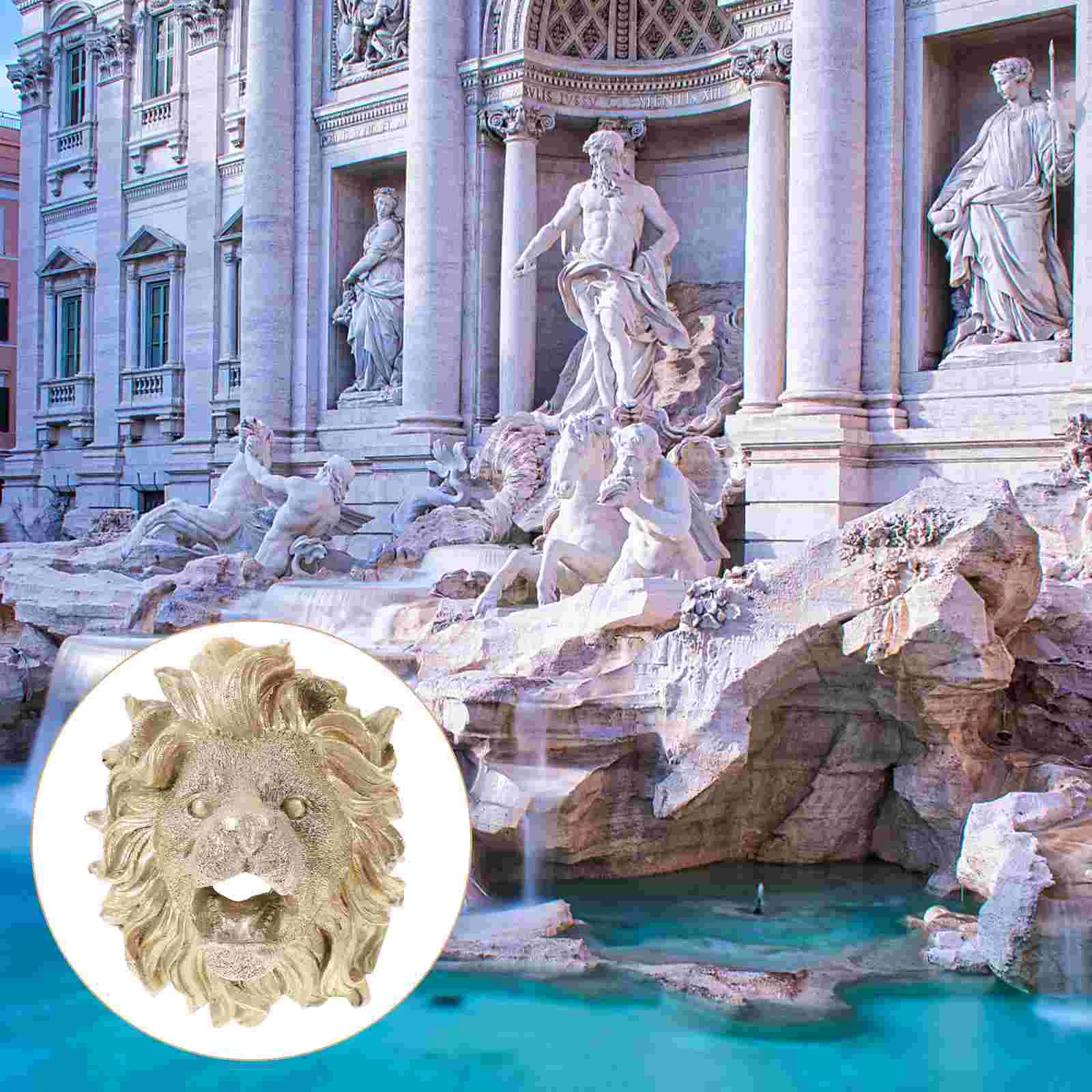 Sprayer Garden Water Ornament Fountain Nozzle Wall-mounted Decorative Lion Head Natural Resin Hanging Pond