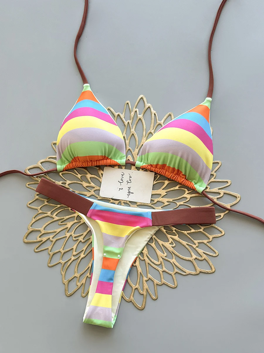 Micro Bikini 2026 Swimwear Women Swimsuit Sexy Brazilian Bikini Set Halter Print Biquini Push Up Print Beachwear Female