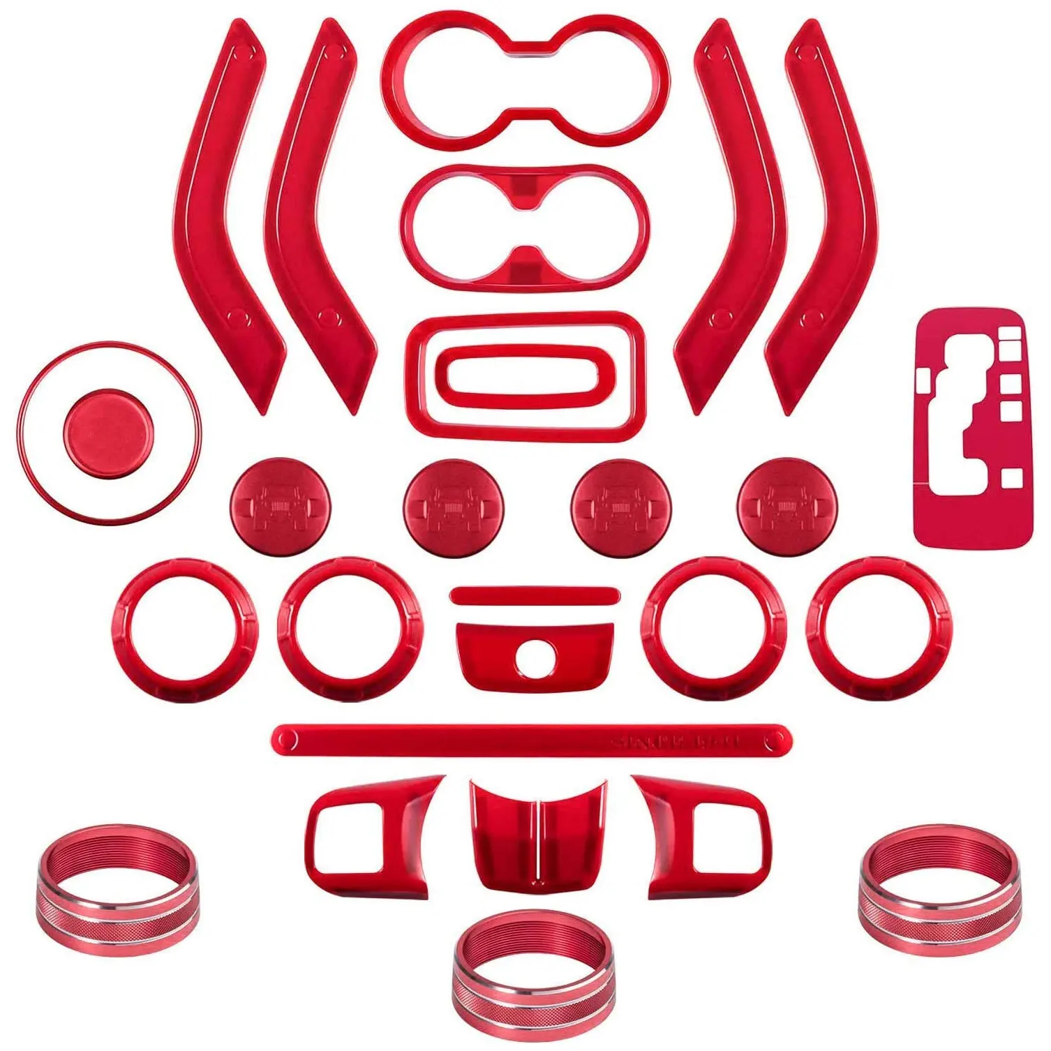 

Для Jeep Wrangler JK/JKU 2011-2017 - Полный комплект внутренней отделки из 28 предметов (крышка дверной ручки и центр рулевого колеса)