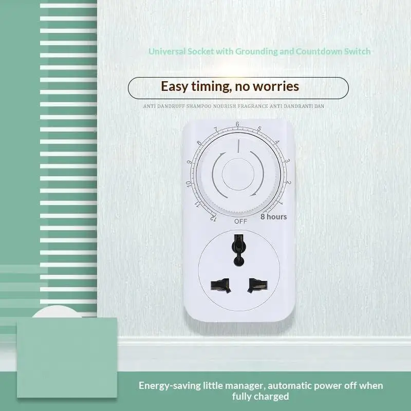 German to Universal Grounded Countdown Timer Socket Auto Power Off 13H Adjustable for Household Smart Energy Saving