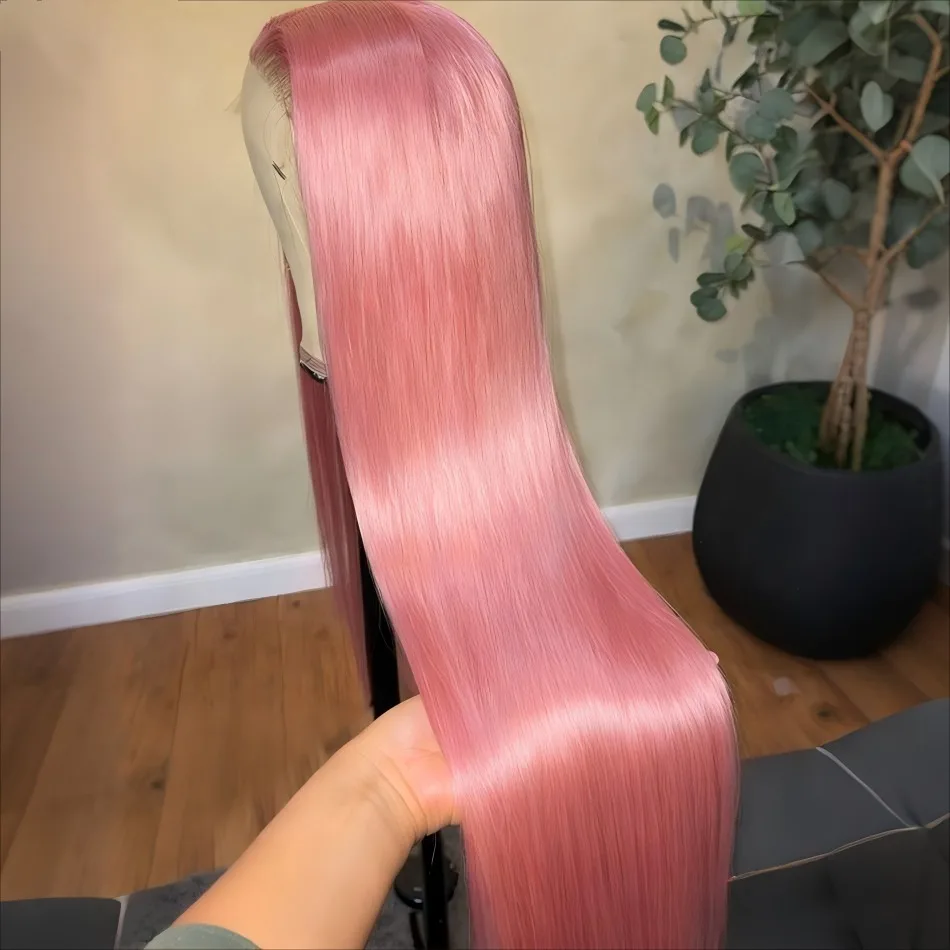 

Pink Wig Straight Human Hair Wigs 30 32 Inch Lace Front Wigs 13X6 Hd Lace Frontal Wigs Colored Brazilian Wigs Original For Women