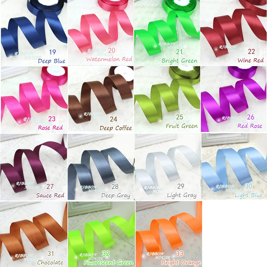 

(25 yards/roll) 1" (25mm) Single Face Satin Ribbon Webbing Decoration Gift Christmas Ribbons Wholesale