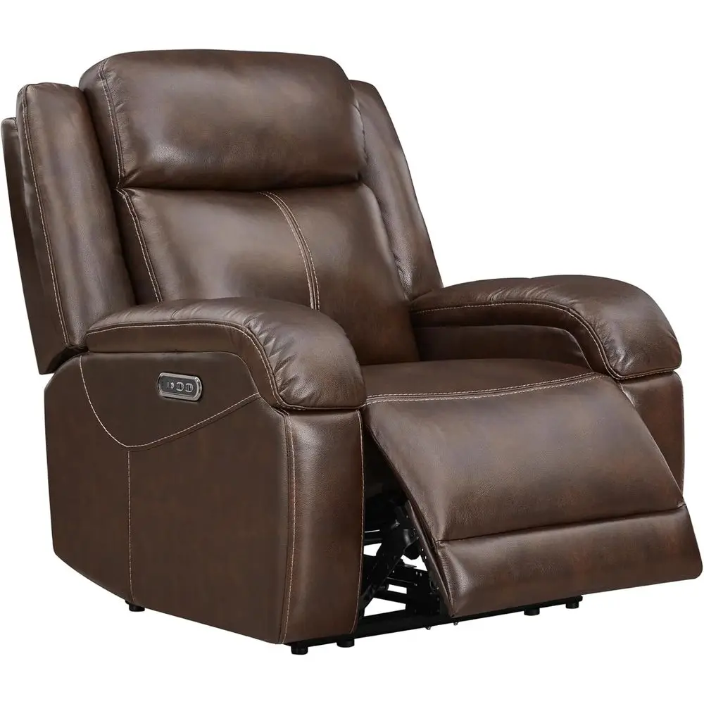 

Adults' Genuine Leather Power Recliner with Wall Hugger, Power Rest, and Charging Ports for Living Room, Brown