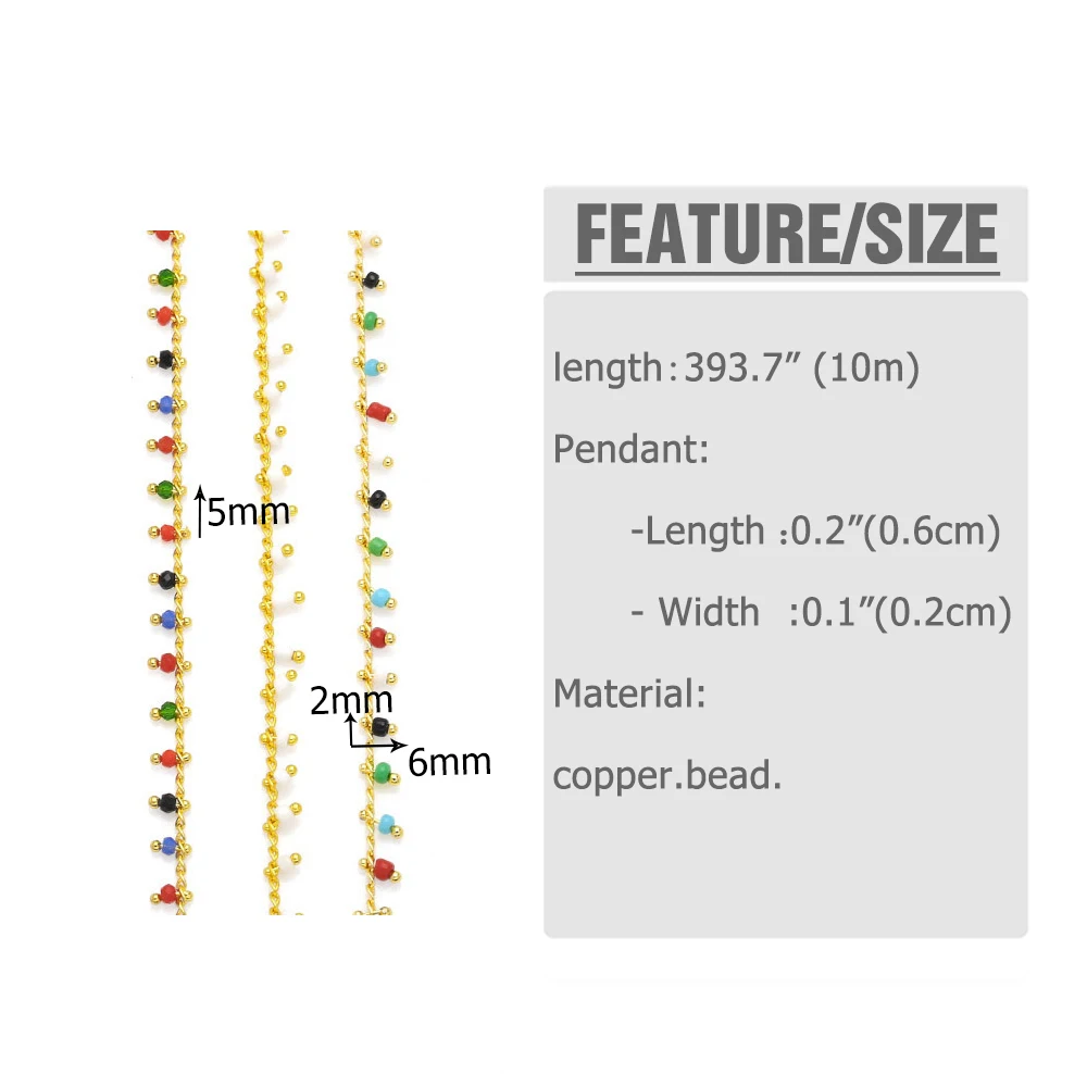 Imagem -02 - Ocerio 10m Multicolorido Contas Corrente Colar Faça Você Mesmo Pulseira Que Faz a Corrente de Cobre Ajustável para Joias Que Fazem Suprimentos Cana155