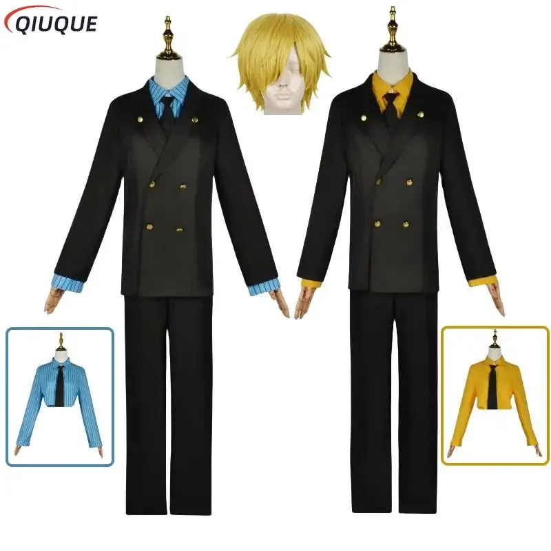 

New Halloween Cosplay Sanji Cosplay Costume Wig Anime Halloween Christmas Party Outfits Coat Shirt Tie Pants Suits