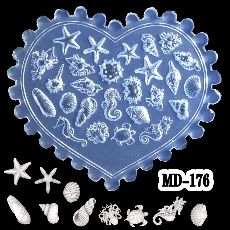 1pc Tulip Sea Shell Rabbit Goldfish Starfish 3D Acrylic Nail Mold Nail Decorations DIY Silicone Manicure Mold Nail Art Mold