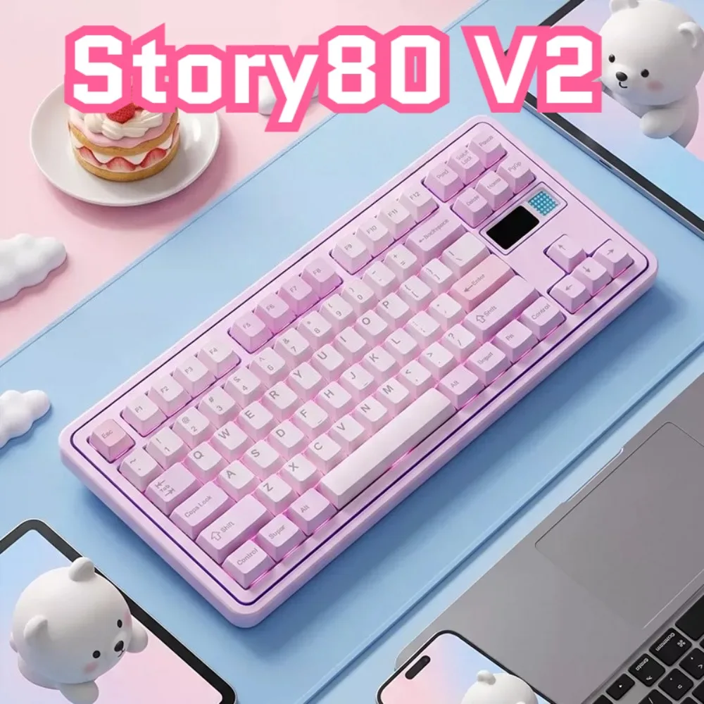 Story80 V2 Mechanical Keyboard Kit Wireless Tri-mode Screen Gasket Hot-Swap RGB Custom 80% Aluminum Office Gaming Keyboard Gift