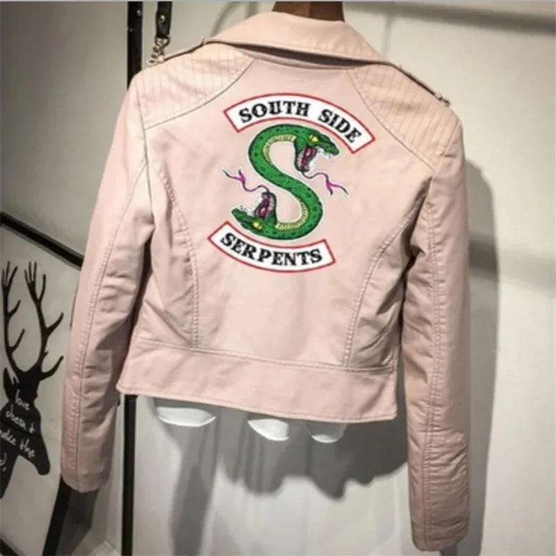 Riverdale Southside Serpent Kpop Fans cremallera chaqueta de piel sintética mujeres hombres abrigos moda chaqueta ajustada ropa Riverdale