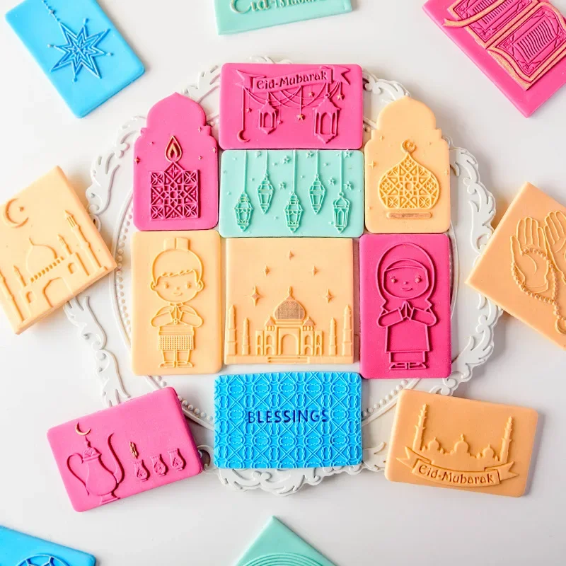 Eid Mubarak Cake Decorating Tools Ramadan Cookie Press Stamp Embosser Biscuit Cutter Fondant Sugarcraft Cookie Cutters Mold