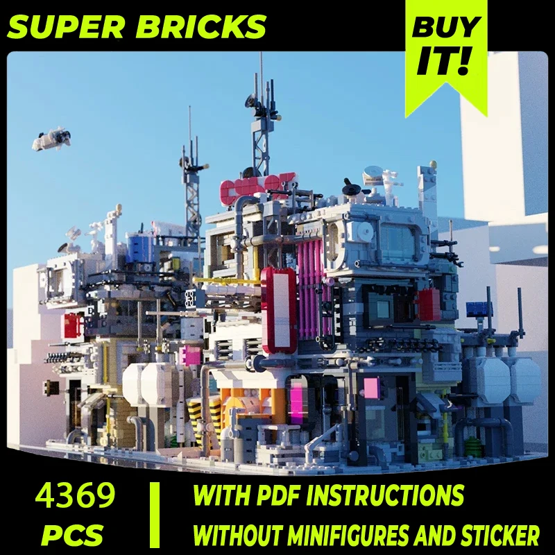 Moc Bouwstenen Cyberpunk City Model Technische Bakstenen Diy Assemblage Modulaire Constructie Street View Speelgoed Voor Kinderen Geschenken