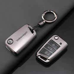 New Silver TPU Car Flip Remote Key Case Cover Holder Shell Fob For VW Volkswagen Golf 7 MK7 Tiguan MK2 Auto Keychain Accessories