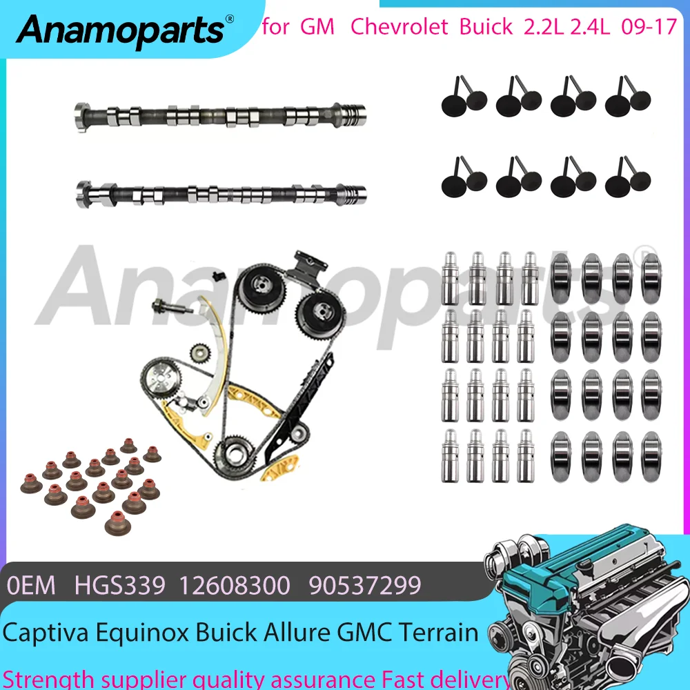 Timing chain kit Camshaft Valve lifter set for 2.4L 09-17 Chevrolet Captiva Equinox Buick Allure GMC Pontiac 2.2T L4 DOHC