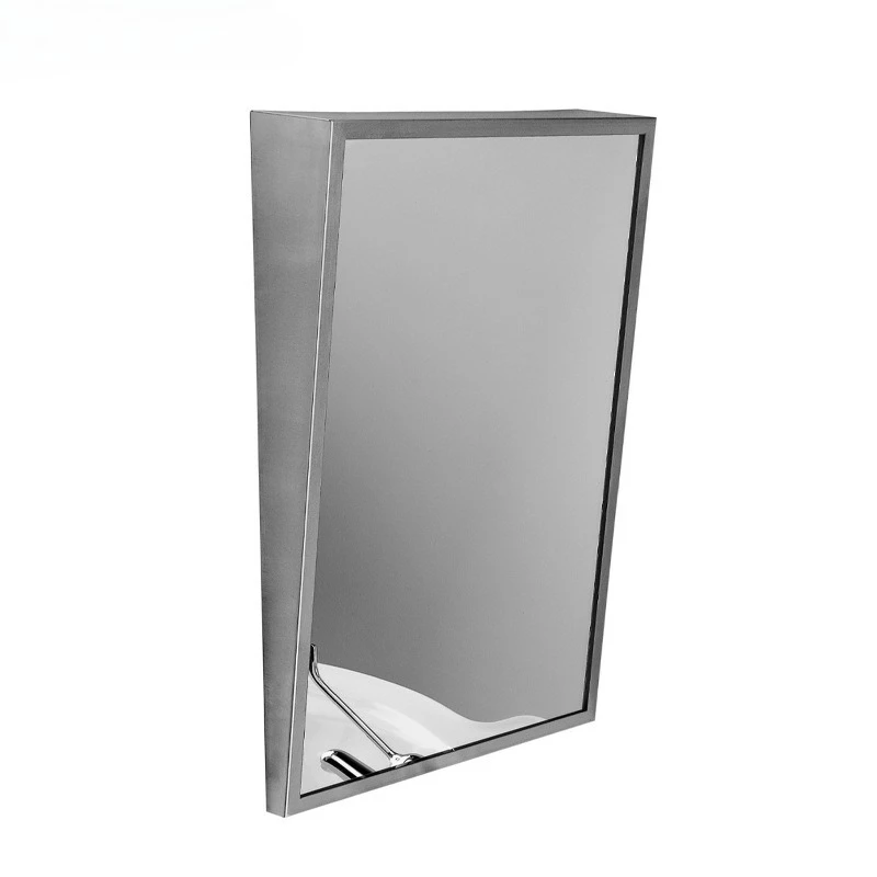 

Brushed stainless steel frame with adjustable tilt angle bathroom mirror, disabled accessible toilet bathroom mirror