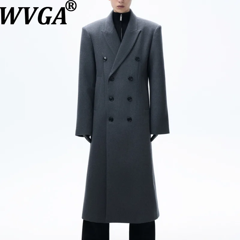 

WVGA осень-зима новые мужские приливы с отложным воротником модные куртки на пуговицах с длинными рукавами нишевые шикарные повседневные пальто средней длины Ins W14729