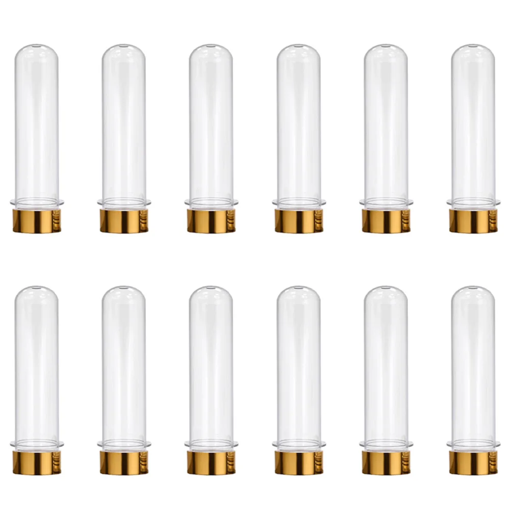 

12pcs Tube Bottles Plastic Storage Plastic Test Tubes Tubes PET Material Golden Bulk Pack Reusable Candy Container Samples