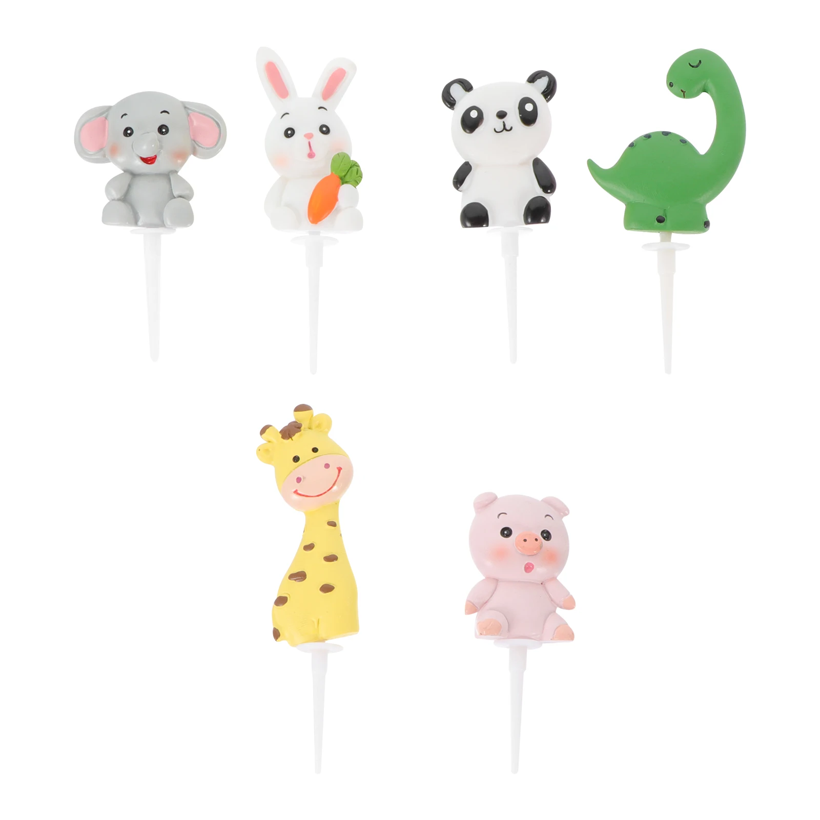 

6 Pcs Animal Resin Ornaments Farm Cake Decor Child Cartoon Giraffe Adorn Miniature Tabletop Home Scene Layout Birthday Party