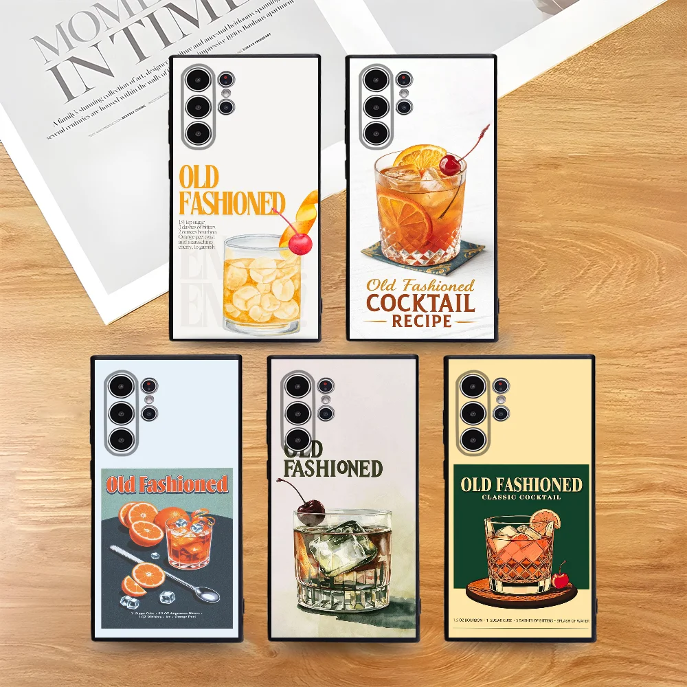 

Old Fashioned Cocktail Phone Case For Samsung Galaxy S25 S24 S22 S23 Ultra S21 S20 Plus 5G Frosted Non-Slip Full Cover Case