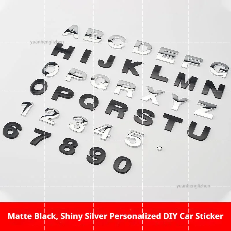 Car Stickers 3D Metal Decorative Car Stickers Personalized DIY Letter Number Modifications for Vehicle Body Rear Tail Plates