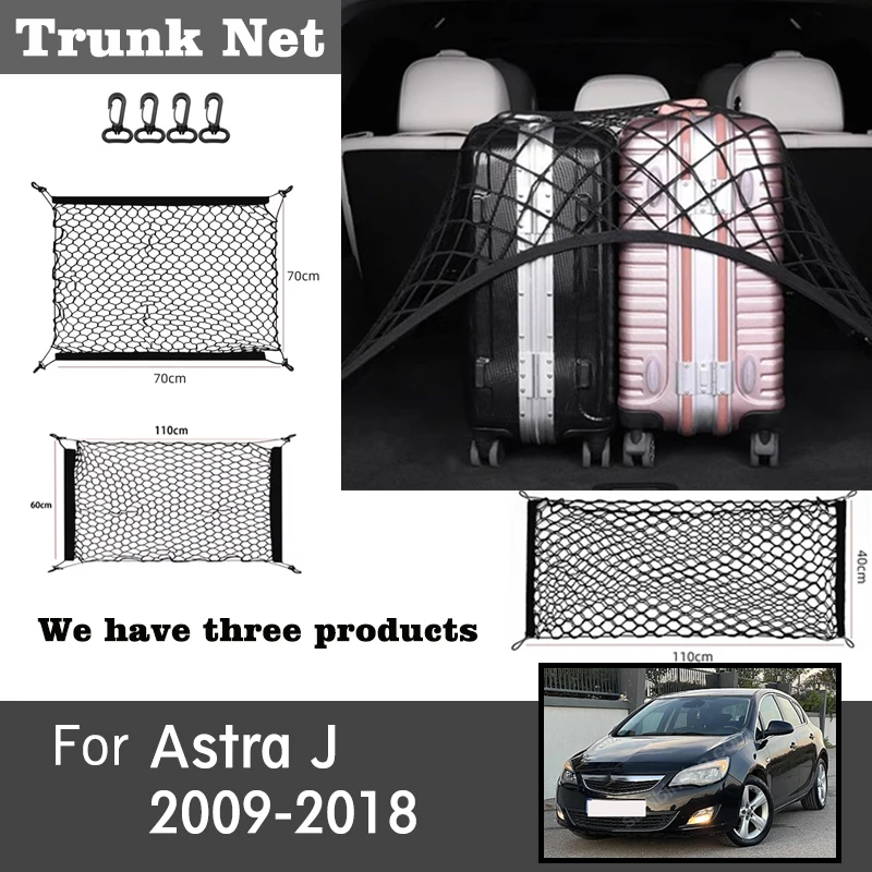 For Vauxhall Holden Opel Astra J 2009-2018 Car Back Rear Mesh Trunk Boot Trunk Net Organizer Back Bag Elastic String Net Parts