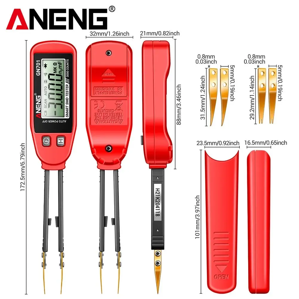 ANENG GN701 inteligentny Tester SMD 3000 liczy multimetr ręczny Patch Test rezystancja ciągłości dioda narzędzia miernik testowy